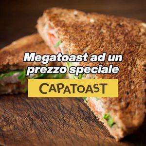Menù a 9,90€ con Megatoast a scelta + bibita analcolica a scelta.